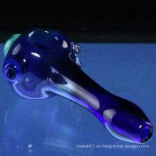 Glass Blue Fumed Spoon para el humo con mármol dicroico (ES-HP-043)